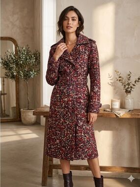 Farm Rio Purple Chelsea Garden Trench Coat M NWT Rare